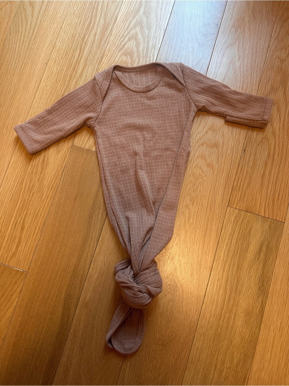 Ribbed Knotted Baby One-Piece in Mauve
